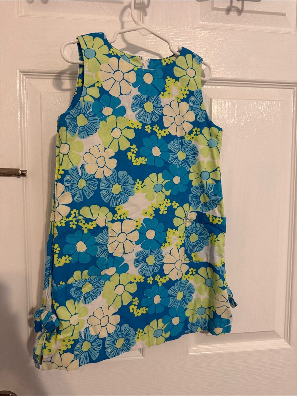Very Vintage Lilly Pulitzer Girls Blue Floral Sleeveless Shift Sundress size 6